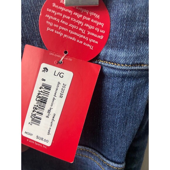 Spanx Women Distressed Skinny Jean Jeggings Pull On Pants Medium Wash Size Large - Picture 7 of 8